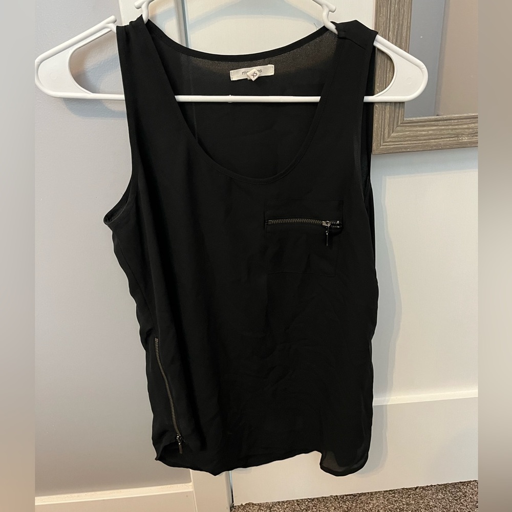 Maurices Black Sleeveless Tank with Zip Pocket Detail